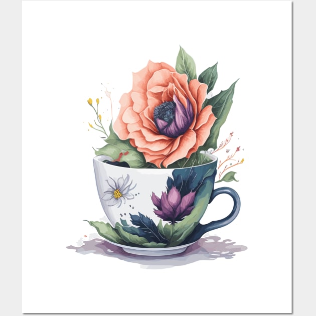 Flower in a Tea Cup Wall Art by Luvleigh